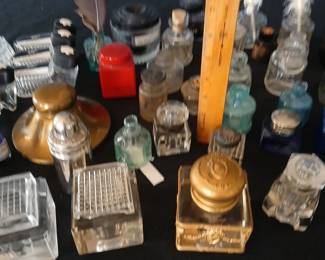 Glass Brass Silver Ink Bottle Collection