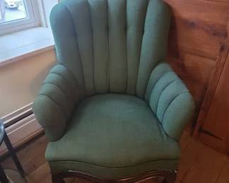 Vintage Green ChannelBack Armchair