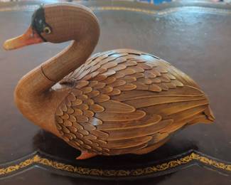 1970s Zhejang Handicrafts Wicker Swan Box