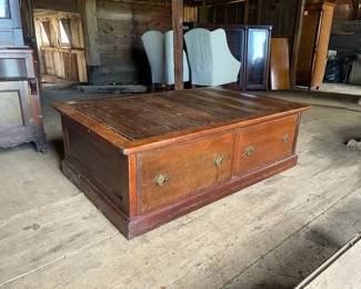 Antique Coffee Table with Large Drawers