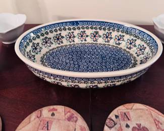 Polish pottery oval dish
