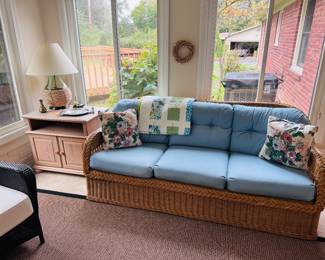 Vintage woven sunroom couches