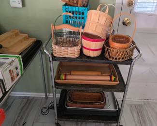 Baskets, rolling pins, trays
