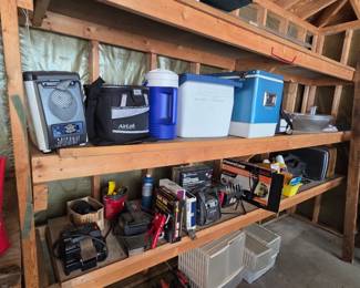 Coolers and miscellaneous automotive items, antique typewriters