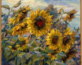Evening. Sunflowers - Ivan Kovalenko Ukraine, 2009 Oil on Canvas, Framed, 22 x 24