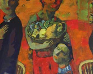 Fruit Vendors - Natalia Kukhar Ukraine, 2015 Oil on Canvas, 25.5 x 27.5 in
