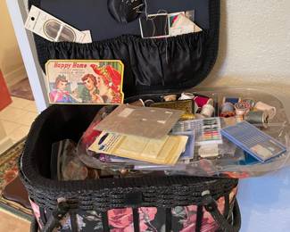 A Packed Full Vintage Sewing Basket