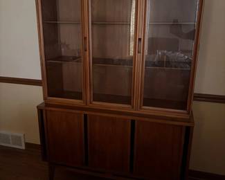 012 MidCentury Modern Teak China Cabinet Hutch