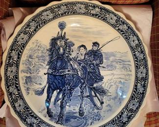 001 Delft Blue Ceramic Decorative Plate Horse Scene