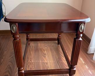013 Traditional Mahogany Writing Desk with Brass Medallions