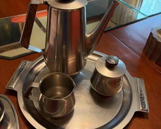 020 Art Deco Pewter Tea Coffee Service Set