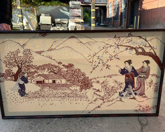 Lot 11: Japanese Geishas, Silkscreen Art on Fabric.