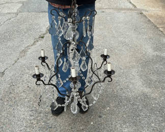 Lot 38: Vintage French Wrought Iron Chandelier