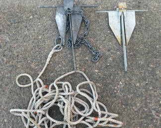Lot 30: A Pair of Two Galvanized Fluke Boat Anchors