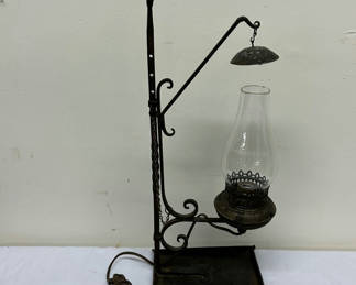 Lot 5: Antique Electrified Wrought Iron Lamp