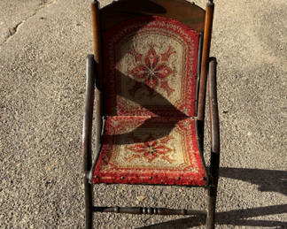 Lot 3: Antique Upholstered Folding Child’s Chair