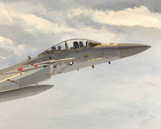 Lot 261: George Guzzi Original Acrylic on Canvas (1984 Fighter Jet)