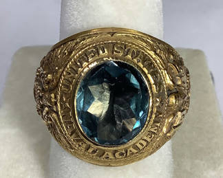 Lot 198: U.S. Naval Academy 1945 Class Ring - 14K & Topaz (17+dwt)