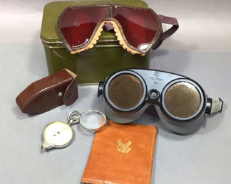 Lot 221: WWII Polaroid Goggles, Compass & Wallet