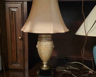 Cream mosaic-style urn lamp