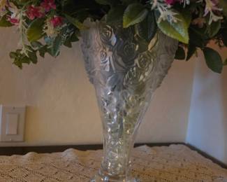 heavy frosted-rose vases with Faux Flowers