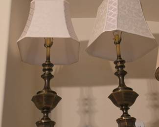Matching bronze/brass-tone lamps, pair