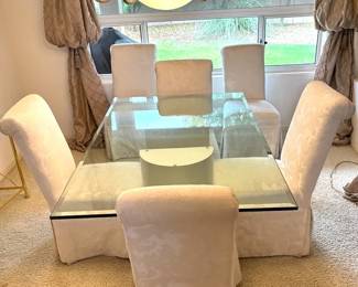 Lacquer Laminate Glass Table W 6 Chairs