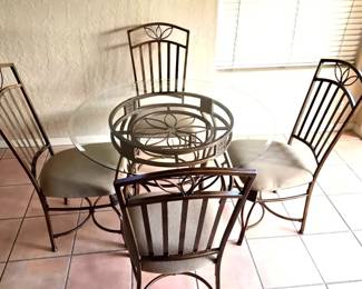 Metal Glass Table With 4 Chairs
