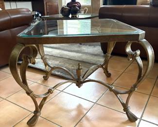 Iron Beveled Glass Side Table