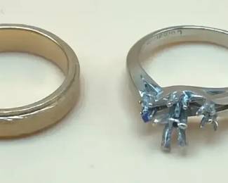 14K YG Textured Band 14K WG Bridal Mounting