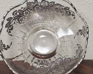 Silver Overlay Crystal Bowl