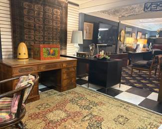 Antique Desk, Double Sided Desk, Rugs