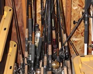 Really nice selection of like new fishing poles with reels