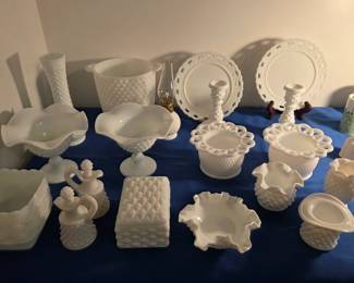 Imperial and Fenton milk glass