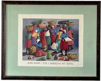 Caribbean Art Series Poster - Jean Marie - Framed With Burl Wood - Dated 1995