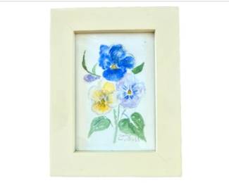 Hand Painted Watercolor Of Pansies - Signed Cary Wyckoff