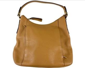 Michael Kors Tan Leather Pebbled Hobo Bag With Gold-Toned Hardware