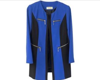 Helen Ainson Color Block Scuba Blazer With Zipper Pockets