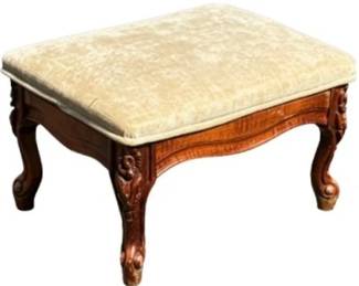 French Provincial Style Footstool With Upholstered Top