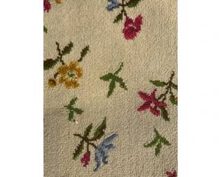Large Area Rug - Floral Design On Cream Field With Custom Cording Trim Detail