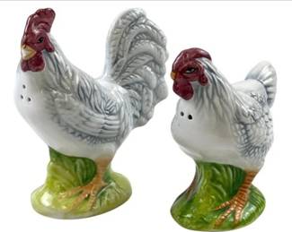 Ceramic Salt & Pepper Shakers - Rooster & Hen