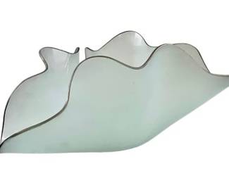 Annieglass Frosted Glass Anemone Sculpture Centerpiece
