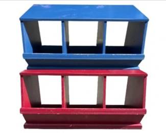 Blue and Red Toy Storage Bins - Stackable