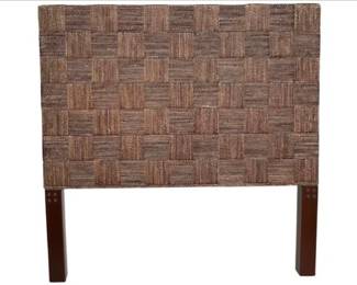 Woven Basketweave Rattan Headboard On Wooden Legs