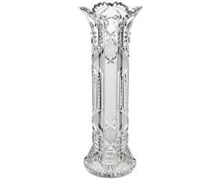 Stunning American Brilliant Period Cut Glass Vase With Starburst Motif
