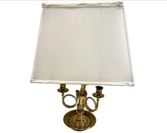 Vintage Brass Bouillotte Style 3 Light And Three Candle Table Lamp