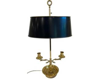Vintage Brass Bouillotte Style 2 Arm Table Lamp With Candles And 2 Working Light Bulbs