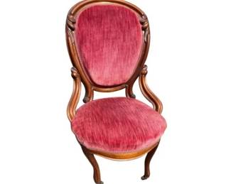 Victorian Cameo Back Walnut Chair On Original Casters