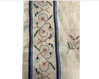 Woven Kilim Rug With Floral Design On Cream Field