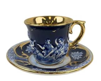 Italian Porcelain Capodimonte Demitasse Cup & Saucer - 947 Italy